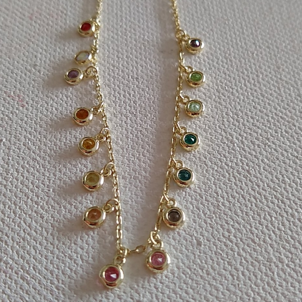 Multi-Color CZ Crystal/yellow gold/NECKLACE - Picture 7 of 7